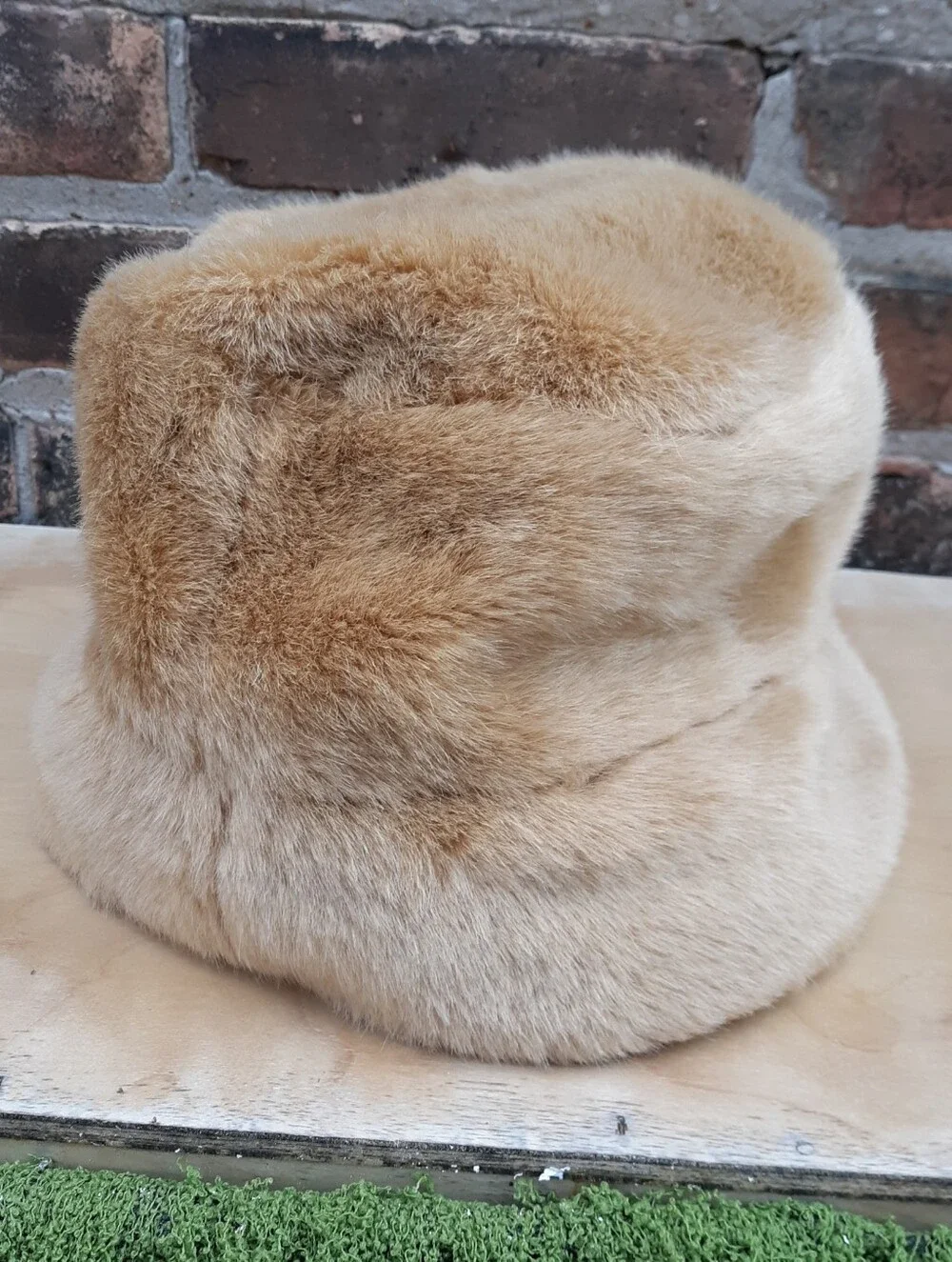 Plush Honey Beige Faux Fur Cossack Cloche Hat Winter Bucket Cap Quilted Liner